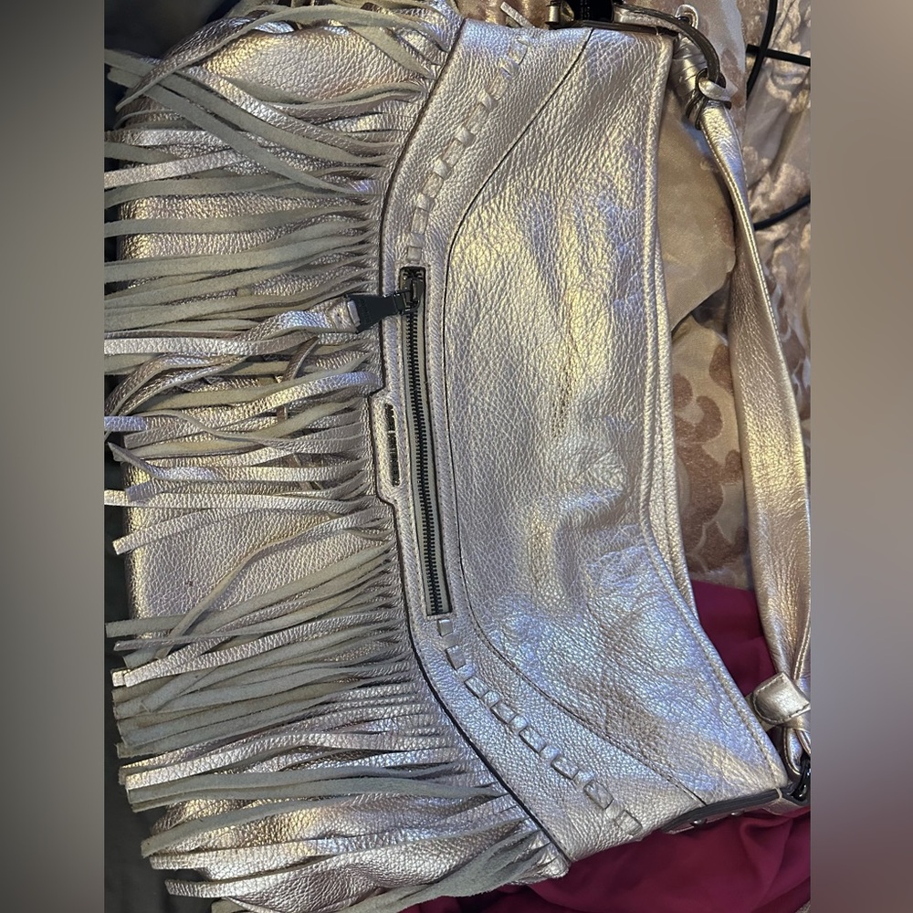 Fringe Pink Metallic Purse
